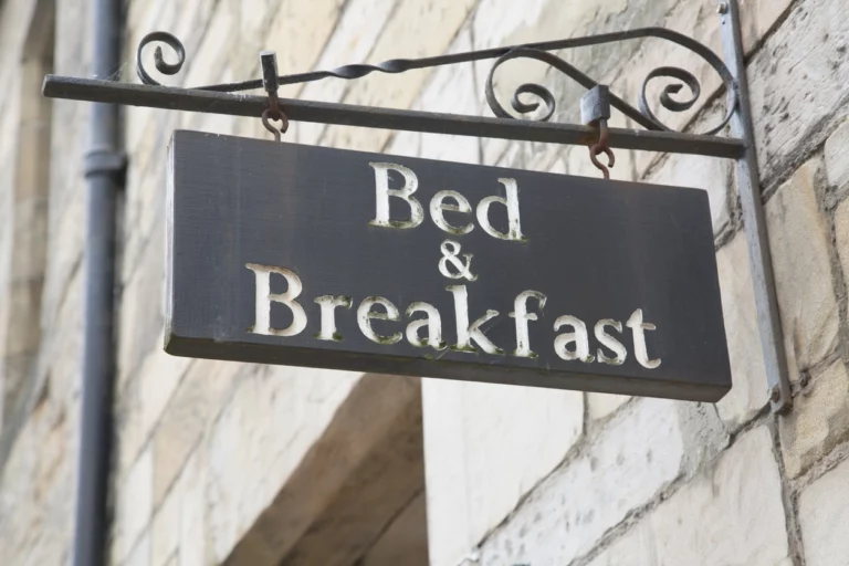 A Bed and breakfast sign at a private accommodation.